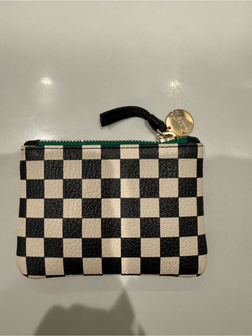 Clare V Checkered Coin Clutch